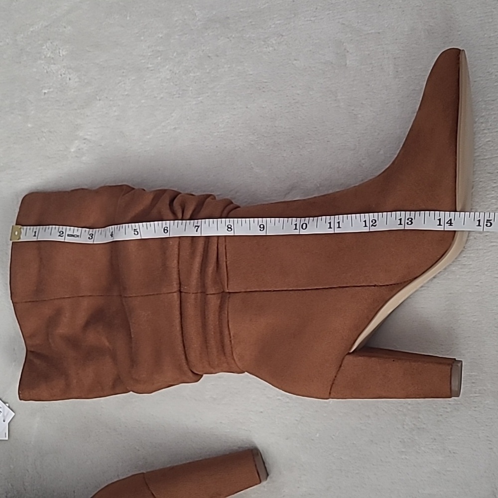 Banana Republic Womens 8.5 Vegan Suede Leather Slouchy Boot Brown Preppy Boho - Picture 12 of 15